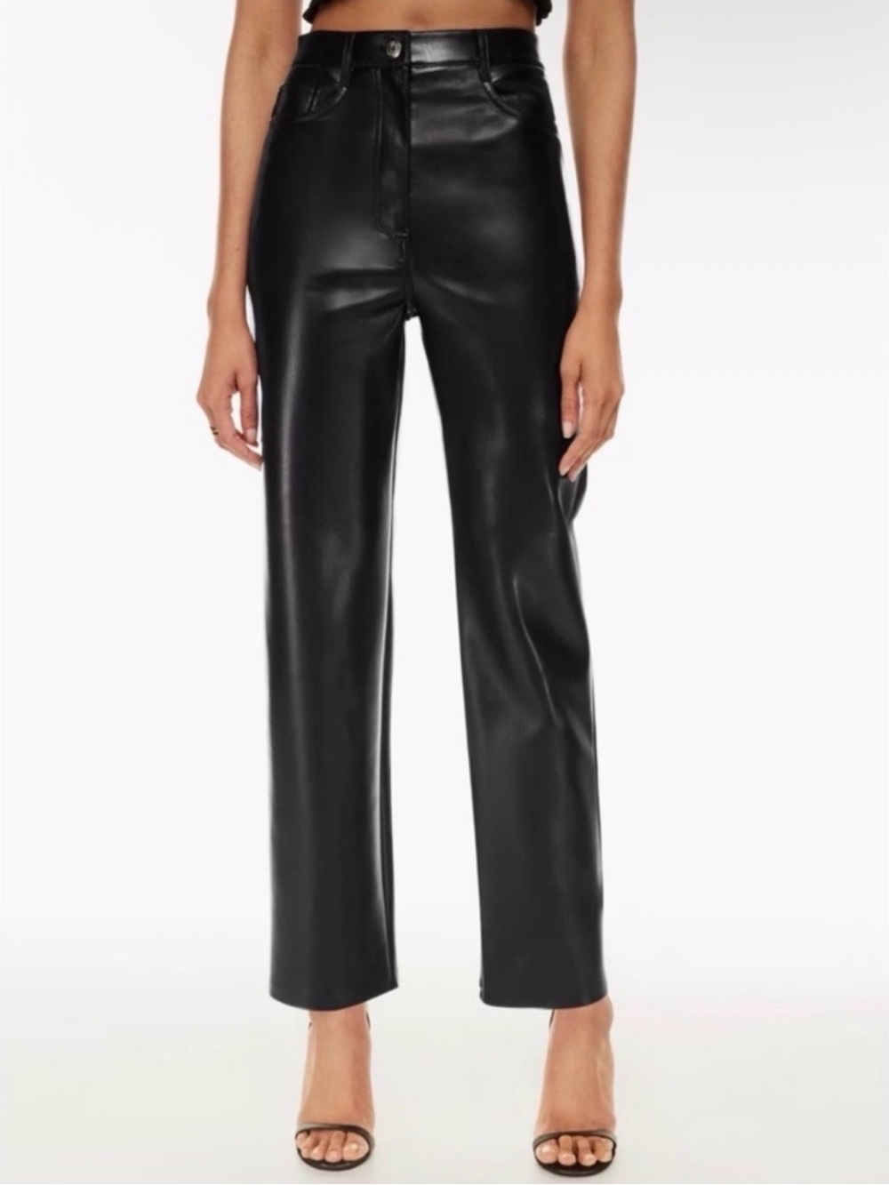 Aritzia Wilfred The Melina Vegan Faux Leather High Rise Pants Black 4